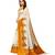 White and Yellow Coloured plain synthetic khadi silk saree with blouse