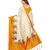 White and Yellow Coloured plain synthetic khadi silk saree with blouse