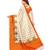 White and orange Coloured plain synthetic khadi silk saree with blouse