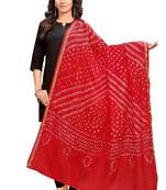 Red-Coloured Bandhani Print Dupatta and has a Zari Border