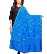 Blue-Coloured Bandhani Print Dupatta and has a Zari Border