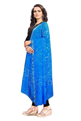 Blue-Coloured Bandhani Print Dupatta and has a Zari Border 3
