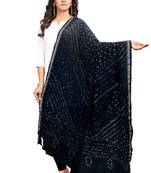 Black-Coloured Bandhani Print Dupatta and has a Zari Border