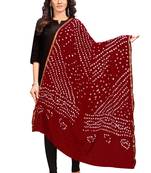 Maroon-Coloured Bandhani Print Dupatta and has a Zari Border