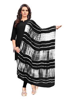 Black-Coloured Chiffon Shibori dyed Dupatta has no Border 1
