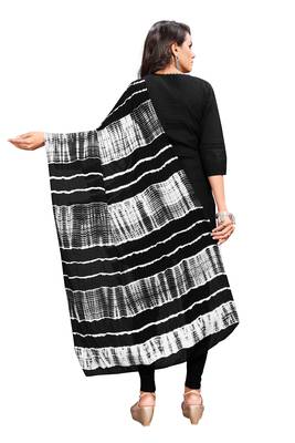Black-Coloured Chiffon Shibori dyed Dupatta has no Border 2