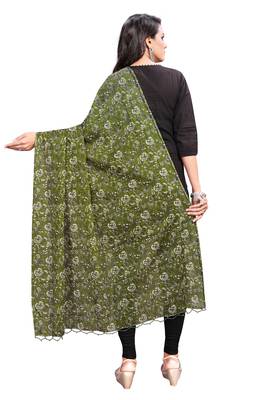 Green-Coloured Jaipuri Print Dupatta and has a tasselled border 2