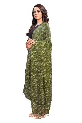 Green-Coloured Jaipuri Print Dupatta and has a tasselled border 3