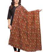 Rust-Coloured Jaipuri Print Dupatta and has a tasselled border