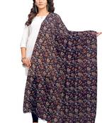 Navy Blue-Coloured Jaipuri Print Dupatta and has a tasselled border