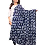Indigo-Coloured Jaipuri Print Dupatta and has a tasselled border
