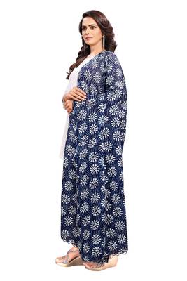 Indigo-Coloured Jaipuri Print Dupatta and has a tasselled border 3