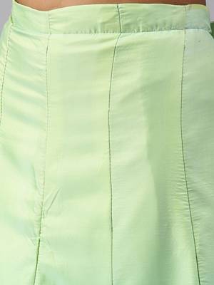 Green embroidered Satin unstitched ghagra choli 3