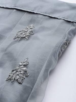 Grey embroidered Net unstitched ghagra choli 4