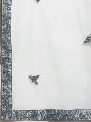 Grey embroidered Net unstitched ghagra choli 5