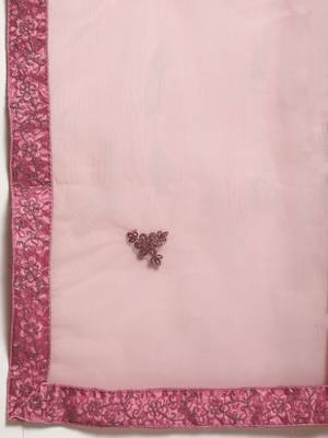 Pink embroidered Net unstitched ghagra choli 5