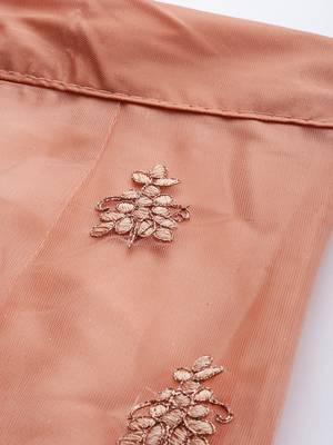 Peach embroidered Net unstitched ghagra choli 4