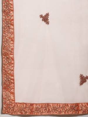 Peach embroidered Net unstitched ghagra choli 5