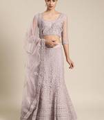 Purple embroidered Net unstitched ghagra choli