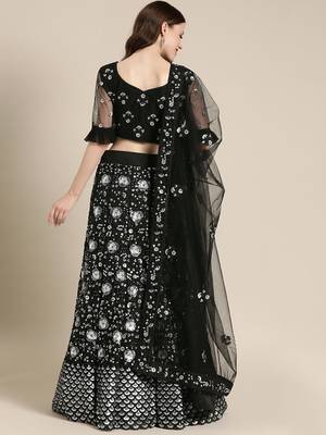 Black embroidered Net unstitched ghagra choli 2