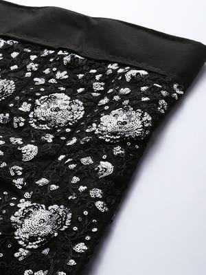 Black embroidered Net unstitched ghagra choli 4