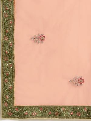 Green embroidered art silk unstitched ghagra choli 5