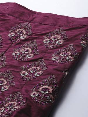 Pink embroidered art silk unstitched ghagra choli 4