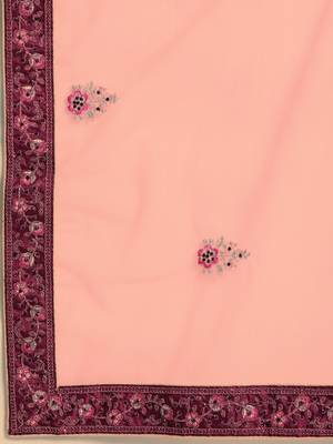 Pink embroidered art silk unstitched ghagra choli 5