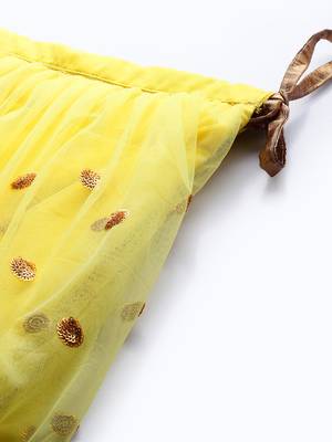 Yellow embroidered Net unstitched ghagra choli 4