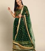 Green embroidered Net unstitched ghagra choli