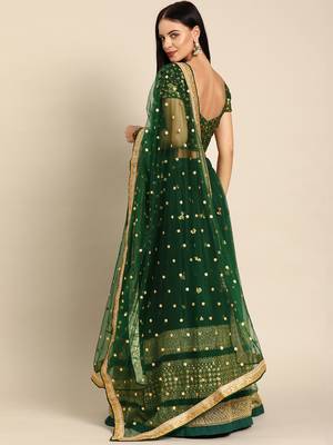 Green embroidered Net unstitched ghagra choli 2