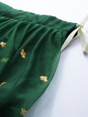 Green embroidered Net unstitched ghagra choli 4
