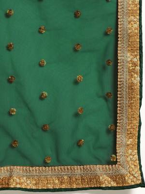 Green embroidered Net unstitched ghagra choli 5
