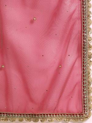 Pink embroidered Net unstitched ghagra choli 5