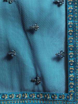 Blue embroidered art silk unstitched ghagra choli 5