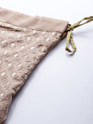 Beige embroidered Georgette unstitched ghagra choli 4