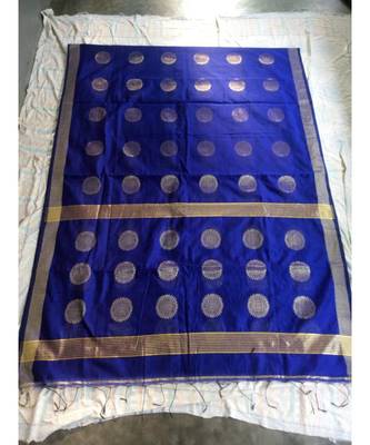 Blue Weaving Work Cotton Silk Handloom Saree With Blouse 1