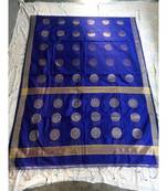 Blue Weaving Work Cotton Silk Handloom Saree With Blouse