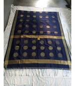 Navy Blue Weaving Work Cotton Silk Handloom Saree With Blouse