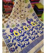 Off White Weaving Work Cotton Silk Jamdani Saree Without Blouse