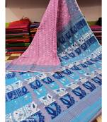 Pink Weaving Work Cotton Silk Jamdani Saree Without Blouse