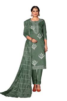 Women'S Dark Green Modal Cotton Dress Material With Innar