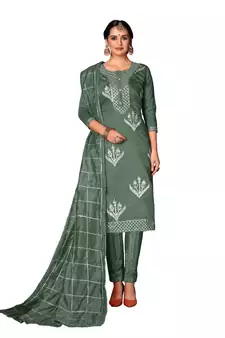 Women'S Dark Green Modal Cotton Dress Material With Innar
