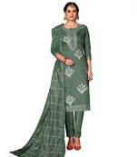 Women'S Dark Green Modal Cotton Dress Material With Innar