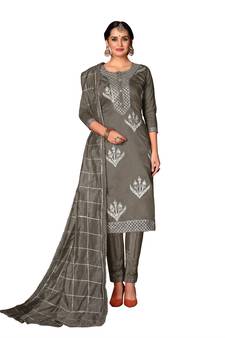 Women'S Grey Modal Cotton Dress Material With Innar