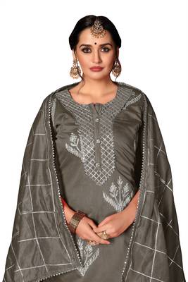 Women'S Grey Modal Cotton Dress Material With Innar 2