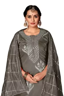 Women'S Grey Modal Cotton Dress Material With Innar
