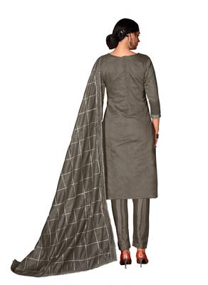 Women'S Grey Modal Cotton Dress Material With Innar 3
