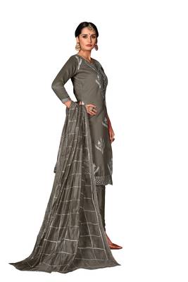 Women'S Grey Modal Cotton Dress Material With Innar 4