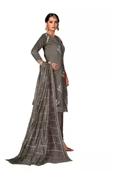 Women'S Grey Modal Cotton Dress Material With Innar